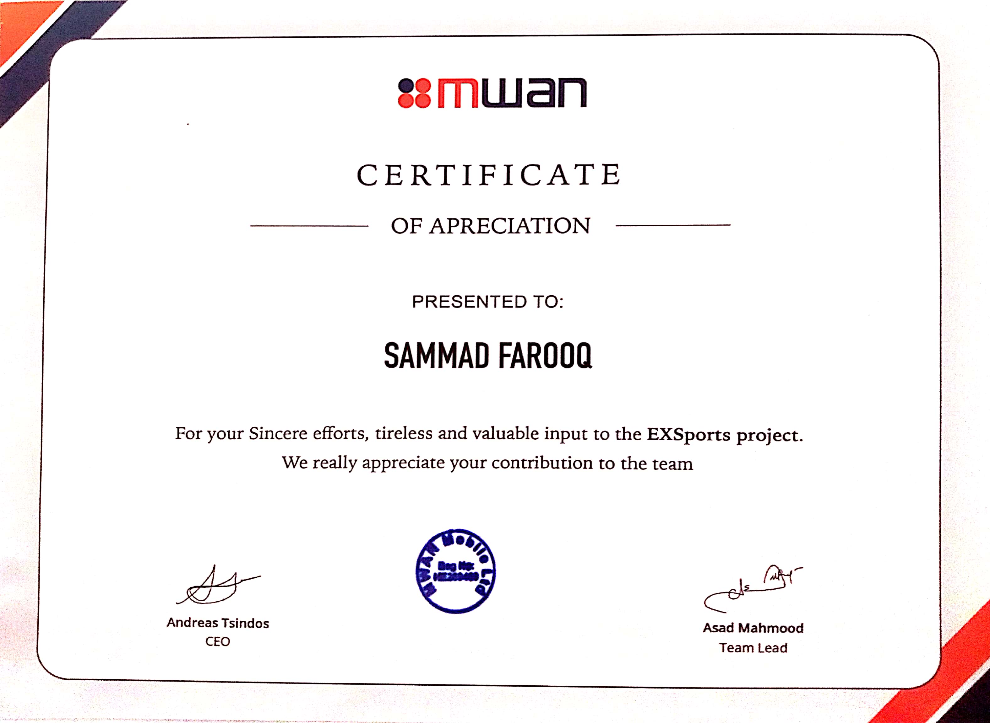 Certificate Appreciation