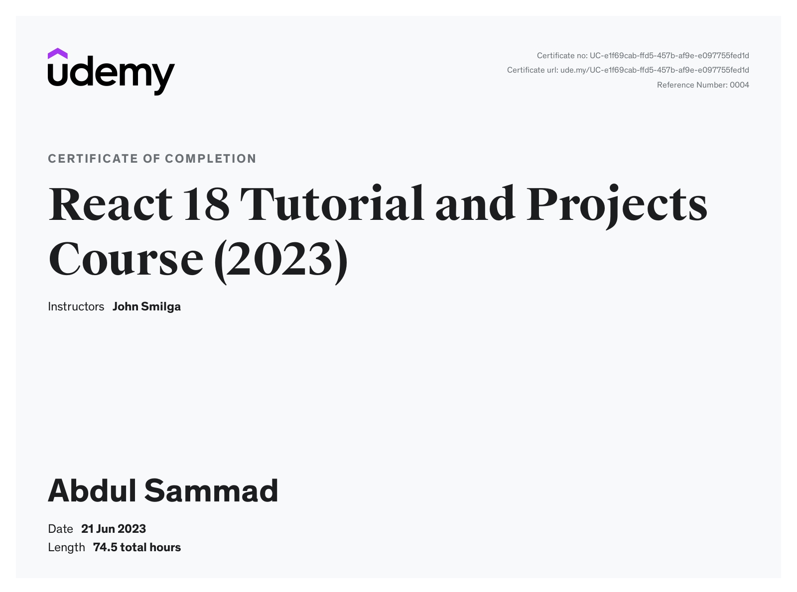 React Certification